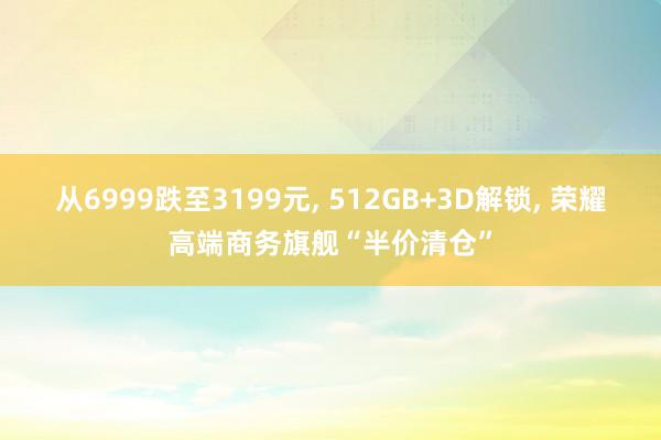 从6999跌至3199元， 512GB+3D解锁， 荣耀高端商务旗舰“半价清仓”