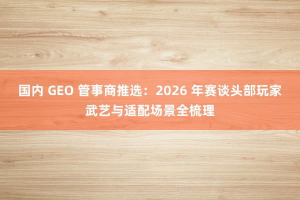 国内 GEO 管事商推选：2026 年赛谈头部玩家武艺与适配场景全梳理