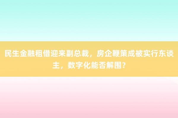 民生金融租借迎来副总裁，房企鞭策成被实行东谈主，数字化能否解围？