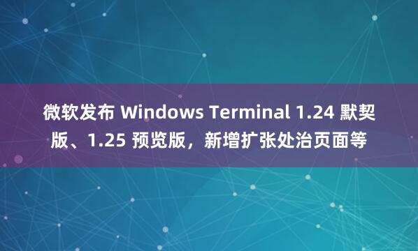 微软发布 Windows Terminal 1.24 默契版、1.25 预览版，新增扩张处治页面等