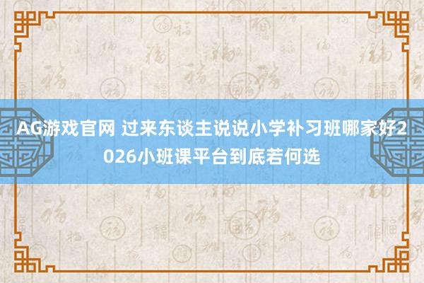 AG游戏官网 过来东谈主说说小学补习班哪家好2026小班课平台到底若何选