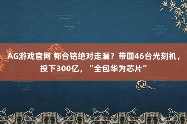 AG游戏官网 郭台铭绝对走漏？带回46台光刻机，投下300亿，“全包华为芯片”