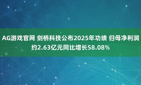 AG游戏官网 剑桥科技公布2025年功绩 归母净利润约2.63亿元同比增长58.08%