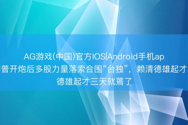 AG游戏(中国)官方IOS|Android手机app下载 特朗普开炮后多股力量落索合围“台独”，赖清德雄起才三天就蔫了