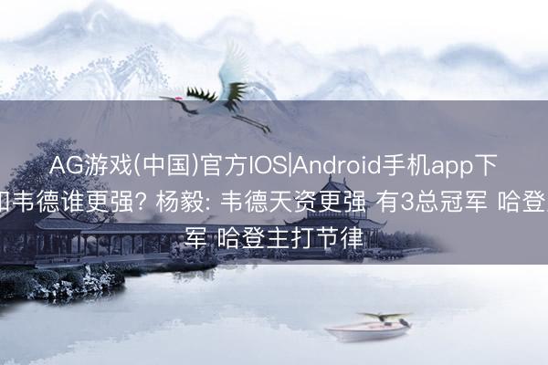 AG游戏(中国)官方IOS|Android手机app下载 哈登和韦德谁更强? 杨毅: 韦德天资更强 有3总冠军 哈登主打节律