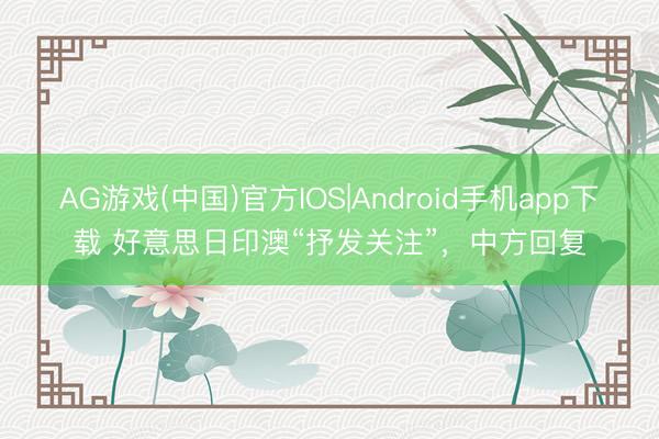AG游戏(中国)官方IOS|Android手机app下载 好意思日印澳“抒发关注”，中方回复