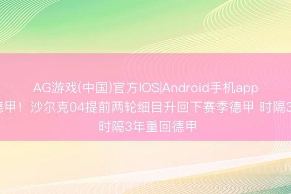 AG游戏(中国)官方IOS|Android手机app下载 情飞德甲！沙尔克04提前两轮细目升回下赛季德甲 时隔3年重回德甲